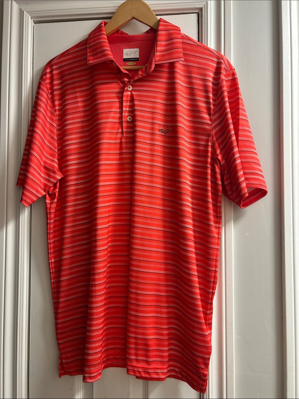 Greg Norman Collection Red Striped Men's Polo